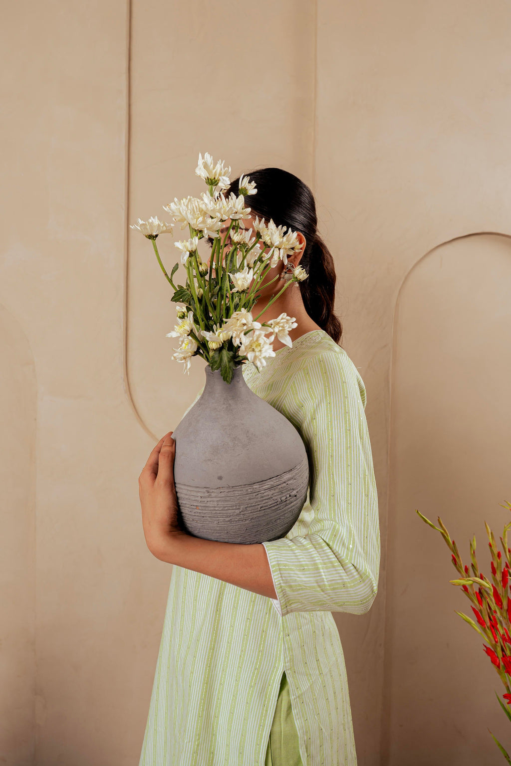 Juniper Sage Green Kurta Set With Subtle Thread Embroidery - Distacart