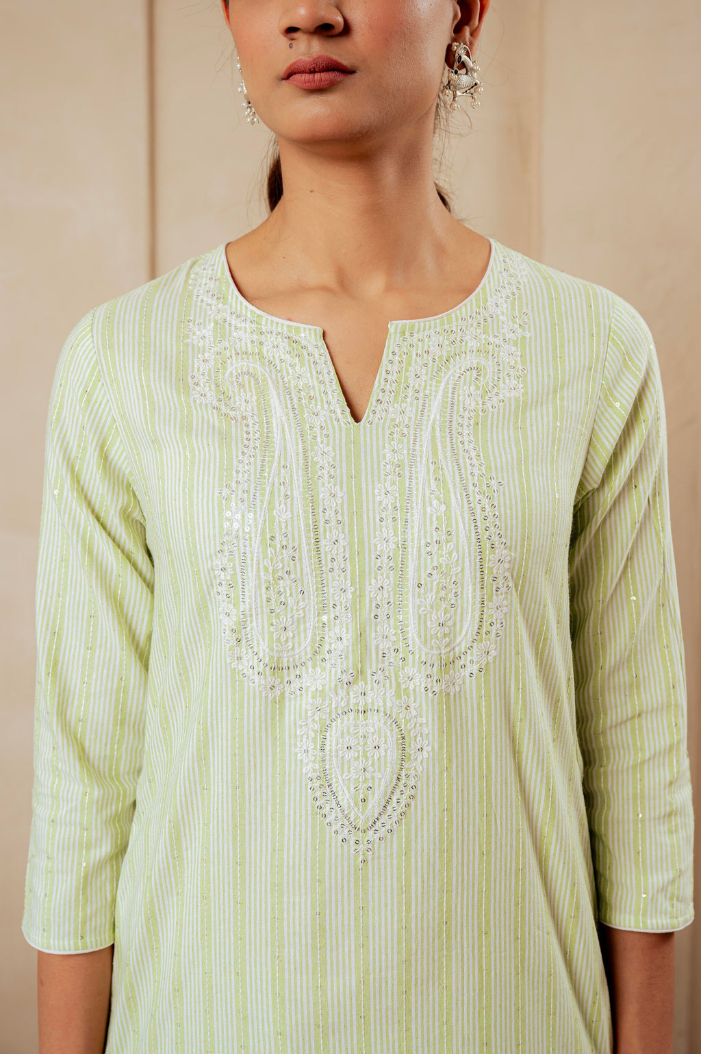 Juniper Sage Green Kurta Set With Subtle Thread Embroidery - Distacart