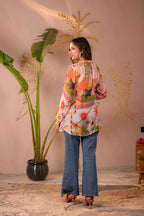 Juniper Abstract Printed Contemporary Tunic Top - Distacart
