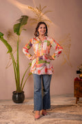 Juniper Abstract Printed Contemporary Tunic Top - Distacart