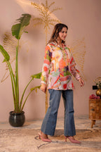 Juniper Abstract Printed Contemporary Tunic Top - Distacart