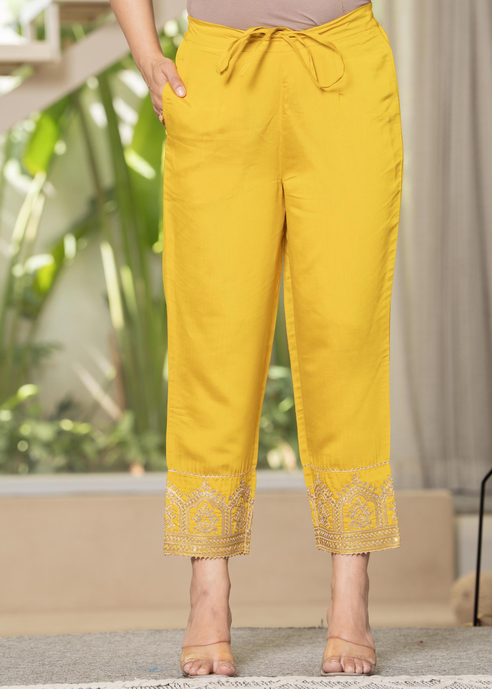 Juniper Viscose Mustard Embroidered Kurta Pant And Dupatta Set With Zari Work And Sequin - Distacart