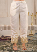 Juniper Viscose Off White Embroidered Kurta Pant And Dupatta Set With Zari Work And Sequin - Distacart