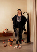 Juniper Black Solid Viscose Kaftan And Pants Co-Ord Set With Mirror And Thread Work - Distacart