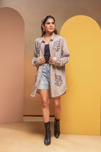 Juniper Grey Solid Viscose Shirt With Beads Work - Distacart