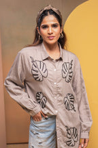 Juniper Grey Solid Viscose Shirt With Beads Work - Distacart