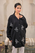 Juniper Black Solid Viscose Shirt With Beads Work - Distacart