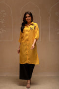 Juniper Mustard Solid Viscose Shirt With Beads Work - Distacart