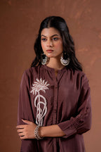Juniper Coffee Brown Embellished Viscose Co-Ord Set With Bead Detailing - Distacart