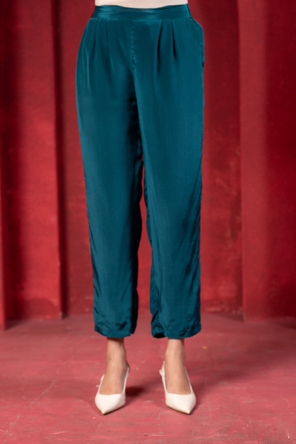 Juniper Teal Embellished Viscose Co-Ord Set With Bead Detailing - Distacart