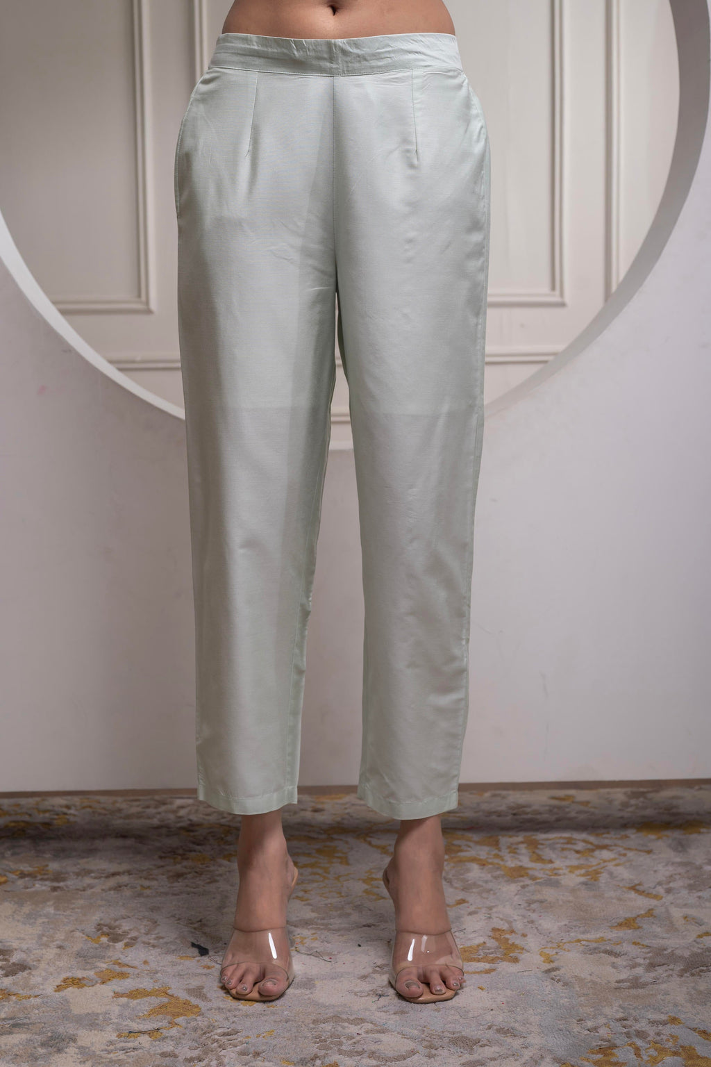 Juniper Mintgreen Solid Viscose Shirt, Cami And Pant Co-Ord Set With Sequence And Zari Work - Distacart