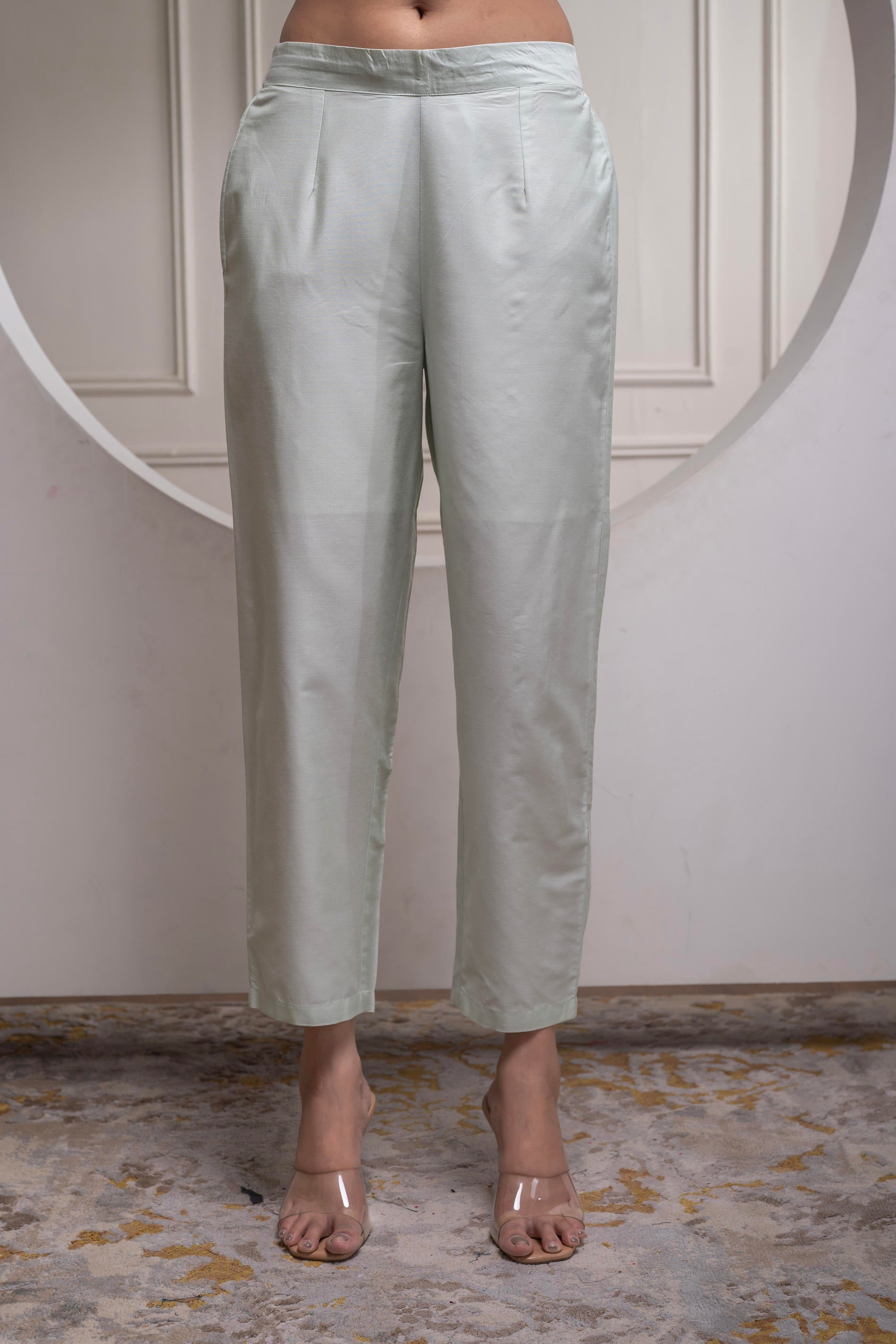 Juniper Mintgreen Solid Viscose Shirt, Cami And Pant Co-Ord Set With Sequence And Zari Work - Distacart
