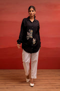 Juniper Black Solid Viscose Shirt With Beads, Sequence, And Thread Work - Distacart
