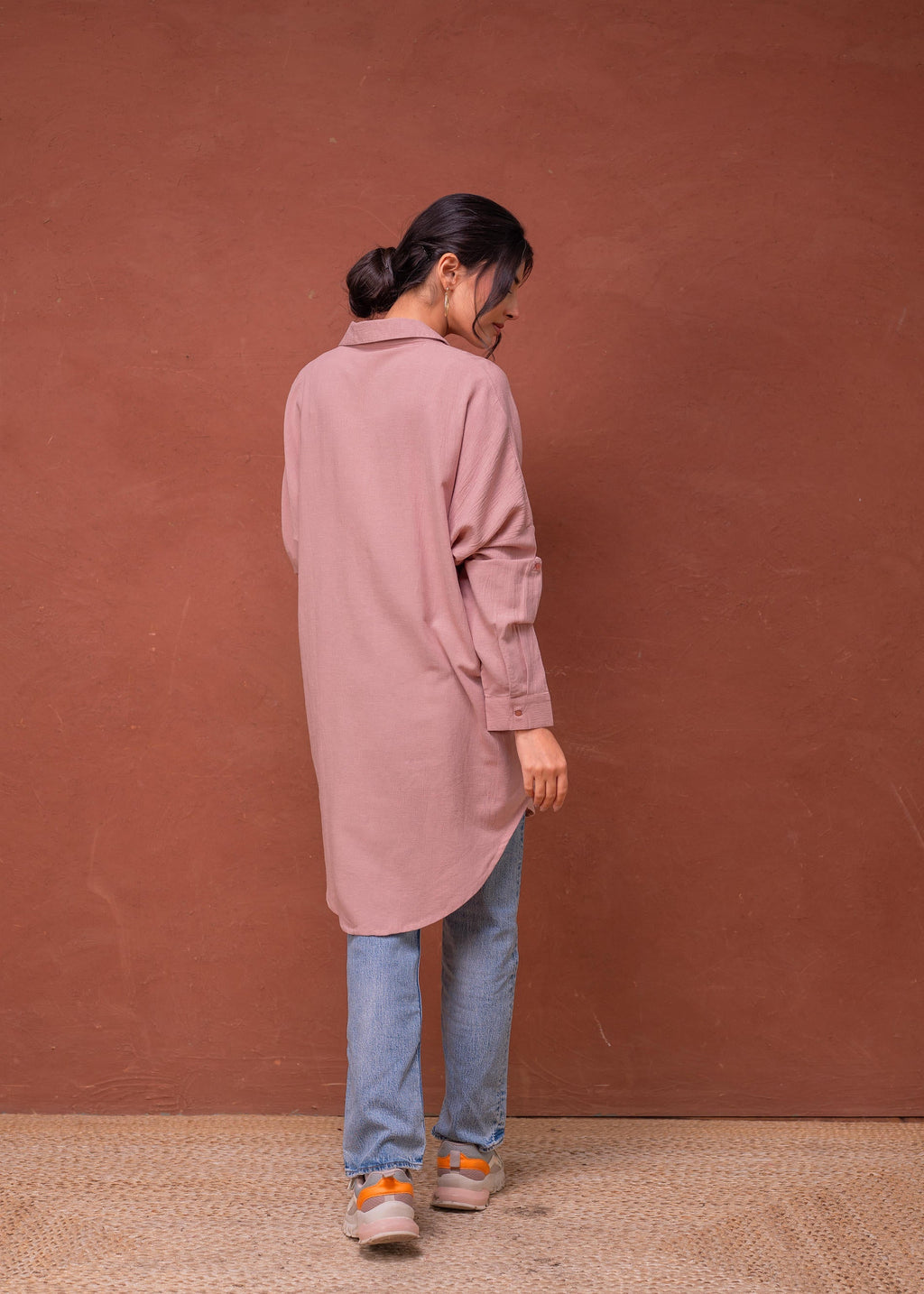Juniper Viscose Linen Dusty Pink Embellished Shirt With Sequin & Bead Details - Distacart