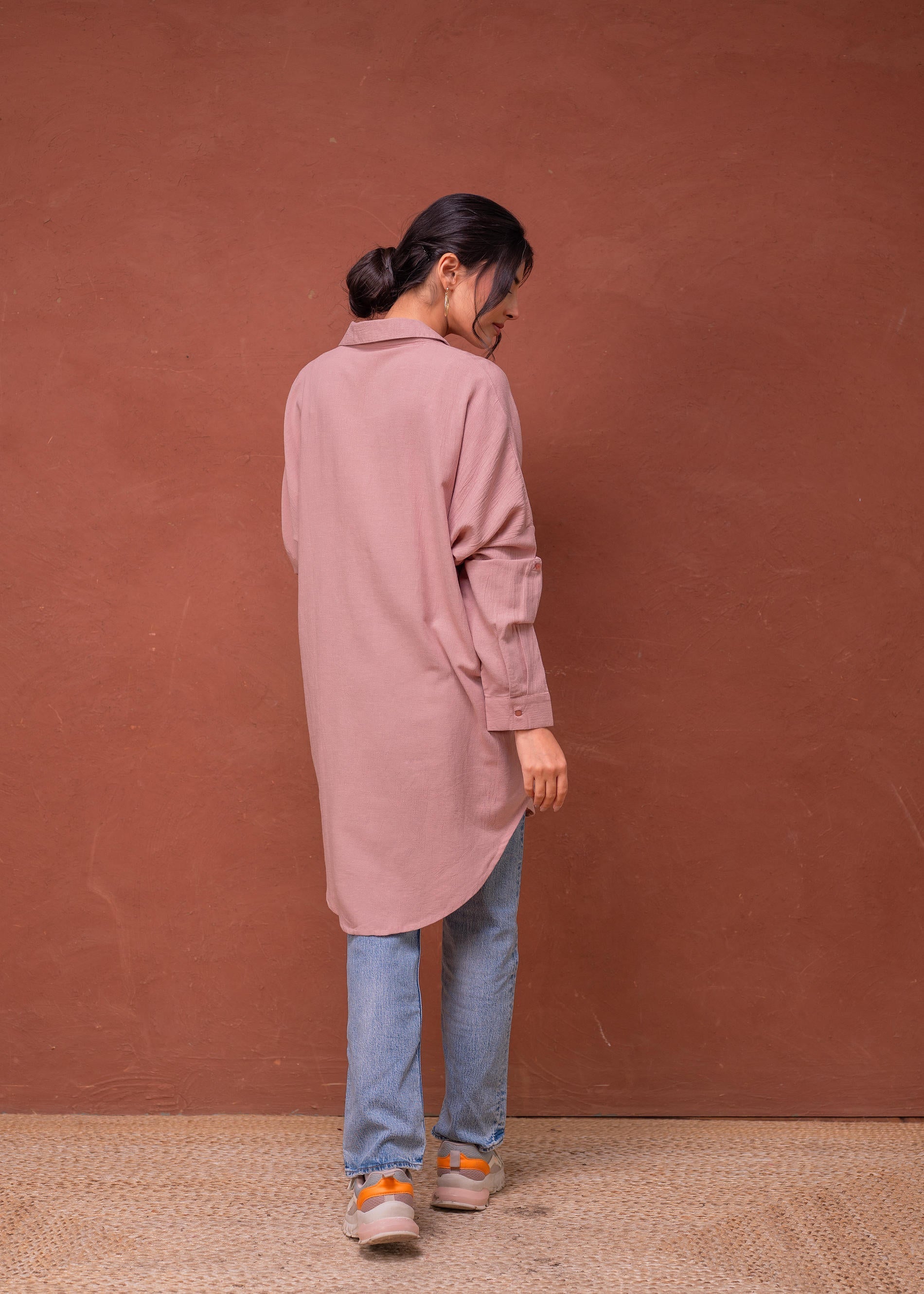 Juniper Viscose Linen Dusty Pink Embellished Shirt With Sequin & Bead Details - Distacart