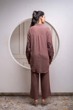 Juniper Brown Embellished Viscose Co-Ord Set With Bead Details - Distacart