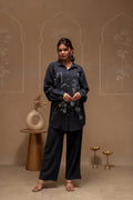 Juniper Grey Embroidered Viscose Co-Ord Set With Thread Work Detailing - Distacart