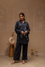 Juniper Grey Embroidered Viscose Co-Ord Set With Thread Work Detailing - Distacart