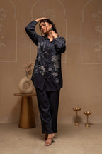 Juniper Grey Embroidered Viscose Co-Ord Set With Thread Work Detailing - Distacart