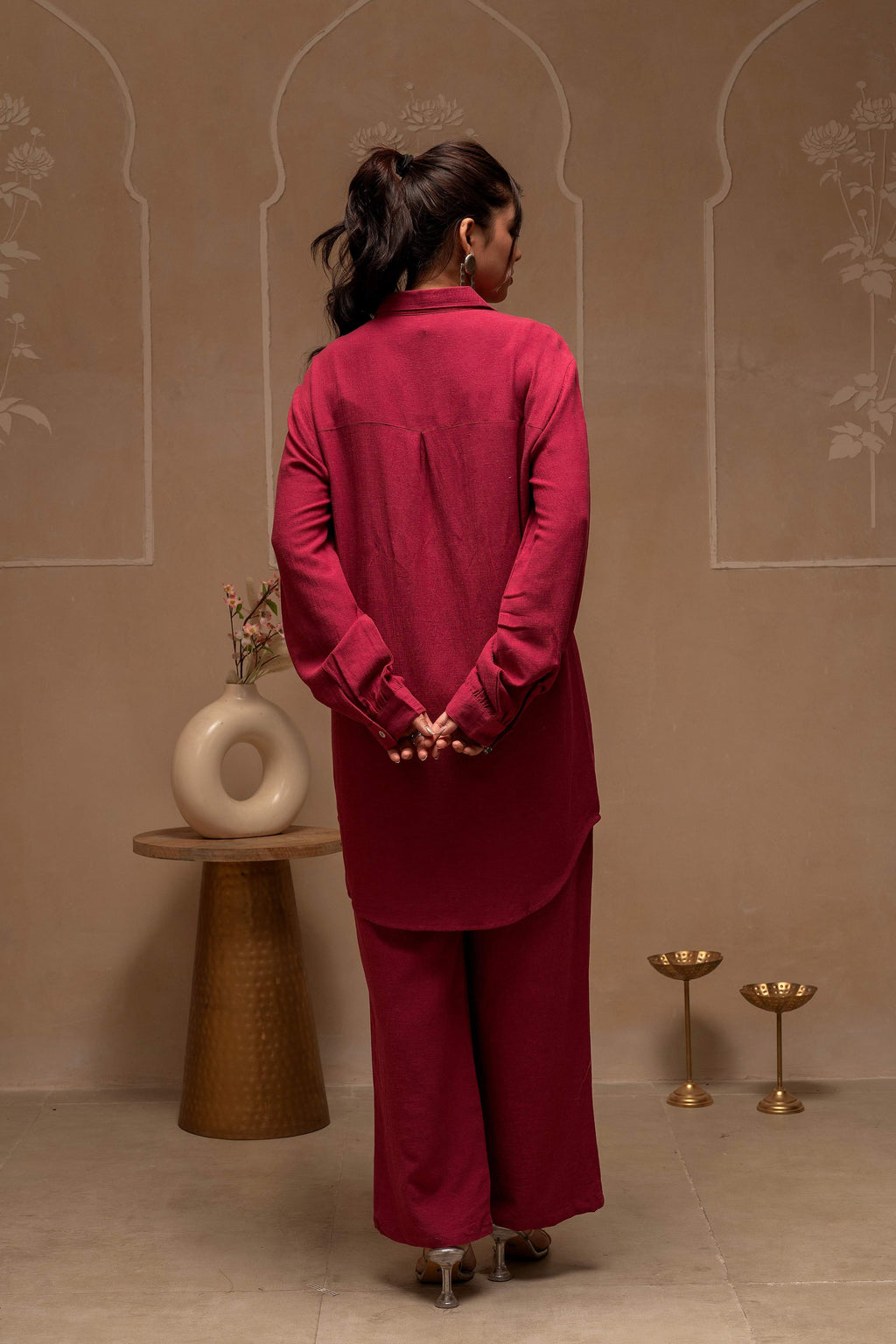 Juniper Rose Pink Embroidered Viscose Co-Ord Set With Thread Work Detailing - Distacart