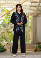 Juniper Viscose Linen Black Embroidered Shirt And Pant Co-Ord Set With Thread Work - Distacart