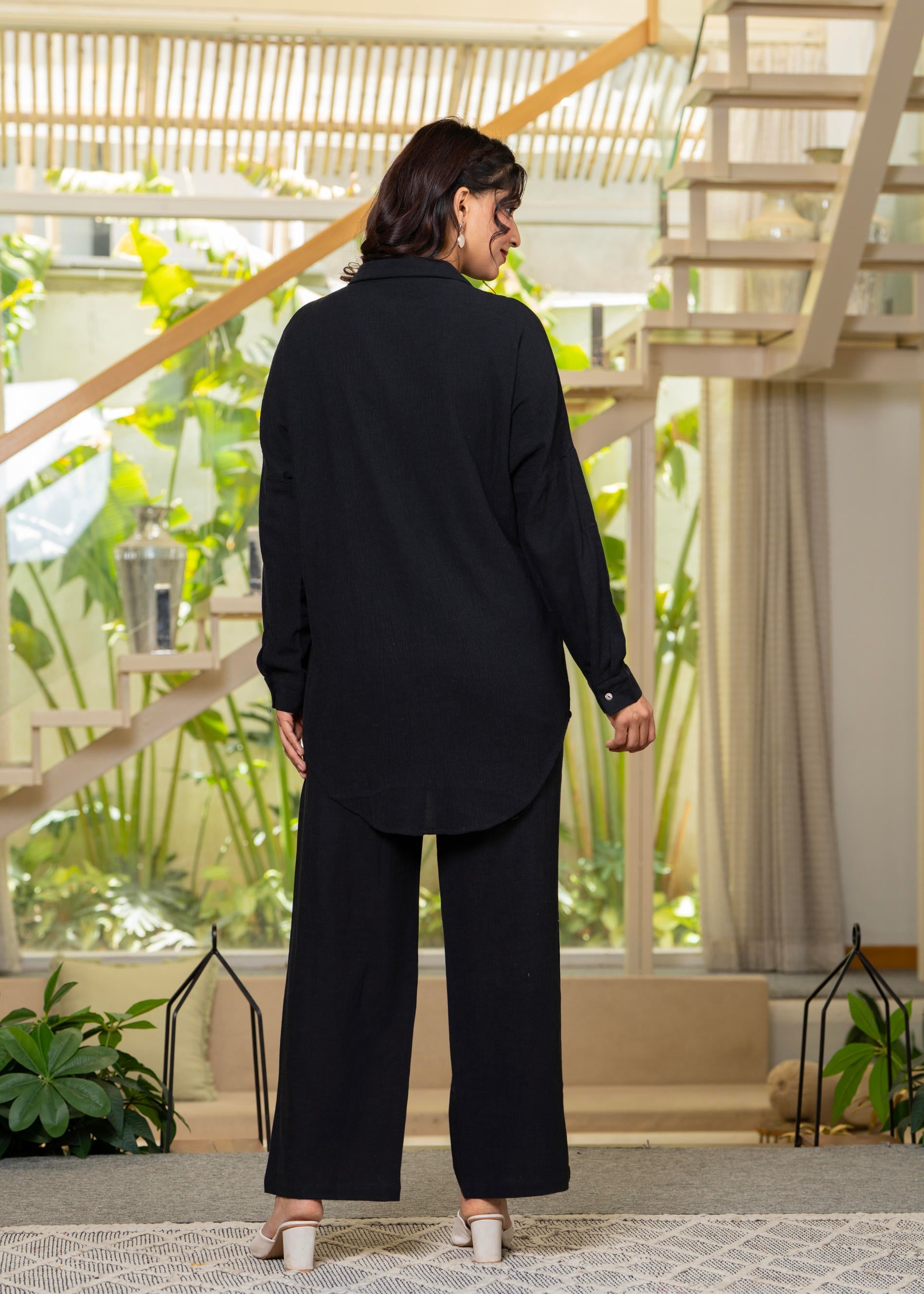 Juniper Black Embroidered Viscose Co-Ord Set With Beads & Sequin Highlights - Distacart