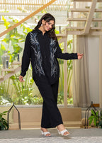 Juniper Black Embroidered Viscose Co-Ord Set With Beads & Sequin Highlights - Distacart