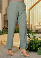Juniper Sage Green Embroidered Viscose Co-Ord Set With Beads & Sequin Accents - Distacart