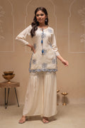Juniper Off White Solid Viscose Tunic And Pants Co-Ord Set With Thread Work And Sequence - Distacart