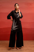 Juniper Black Solid Cotton Shirt And Pants Co-Ord Set With Thread Work - Distacart