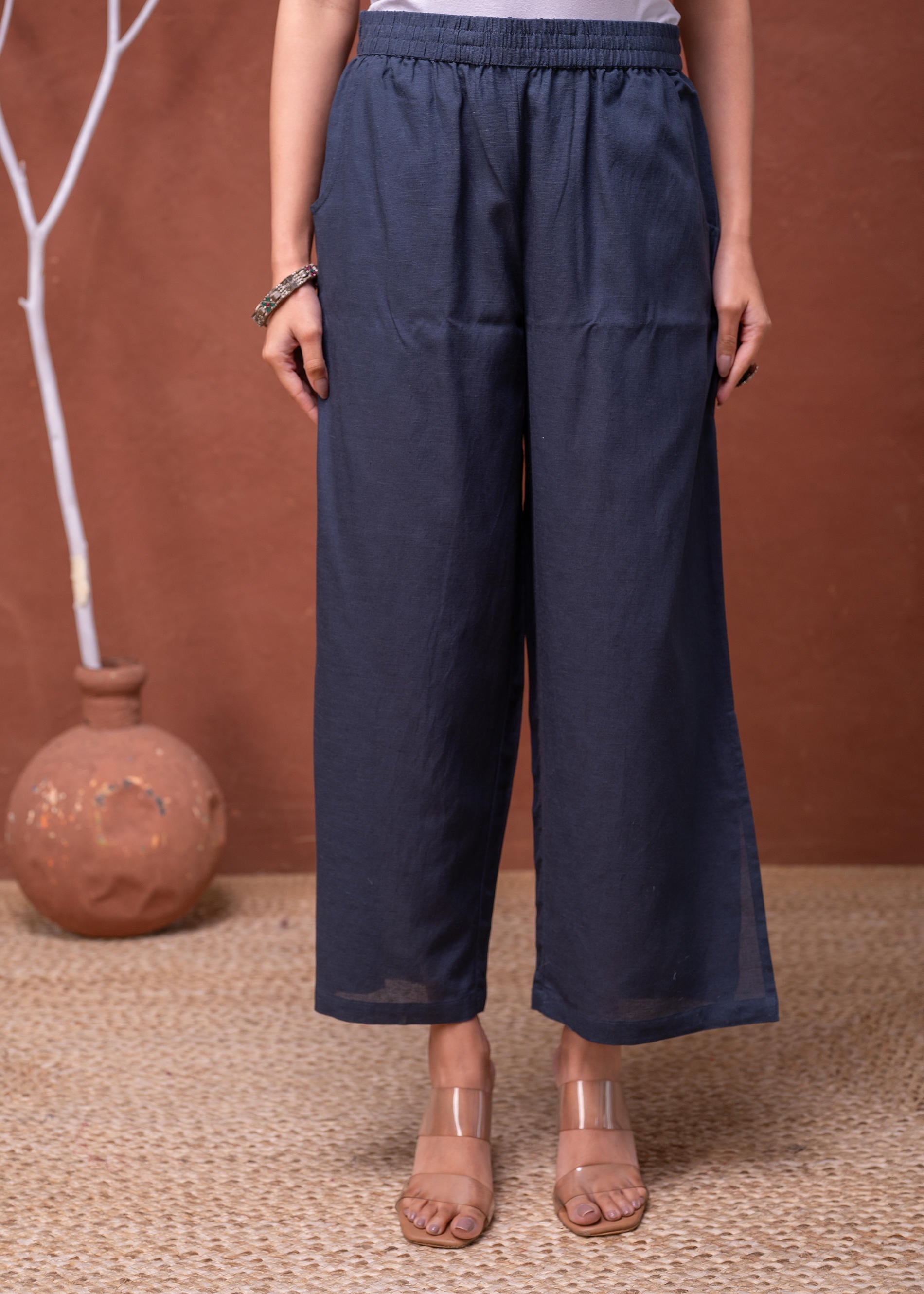 Juniper Viscose Linen Teal Embroidered Top And Pant Co-Ord Set With Thread Work - Distacart