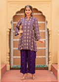 Juniper Purple Gold Geometric Printed Kurta With Pants - Distacart