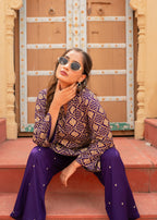 Juniper Purple Gold Geometric Printed Kurta With Pants - Distacart