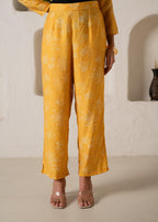 Juniper Mustard Floral Embellished A-Line Kurta Pant And Dupatta Set With Beads & Sequence Work - Distacart