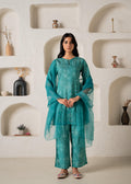 Juniper Green Floral Embellished A-Line Kurta Pant And Dupatta Set With Beads & Sequence Work - Distacart