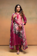 Juniper Magenta Man Made Fiber Floral Printed Kurta With Pants & Dupatta Set With Lace Work - Distacart