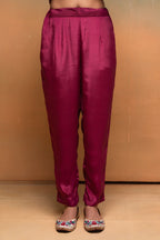Juniper Magenta Man Made Fiber Floral Printed Kurta With Pants & Dupatta Set With Lace Work - Distacart