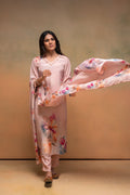 Juniper Peach Man Made Fiber Floral Printed Kurta With Pants & Dupatta Set With Sequence Work - Distacart