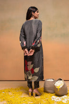 Juniper Olive Man Made Fiber Floral Printed Kurta With Pants & Dupatta Set With Sequence Work - Distacart
