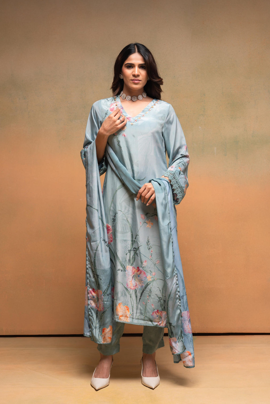 Juniper Mint Meadow Elegance Kurta Pant And Dupatta Set - Distacart