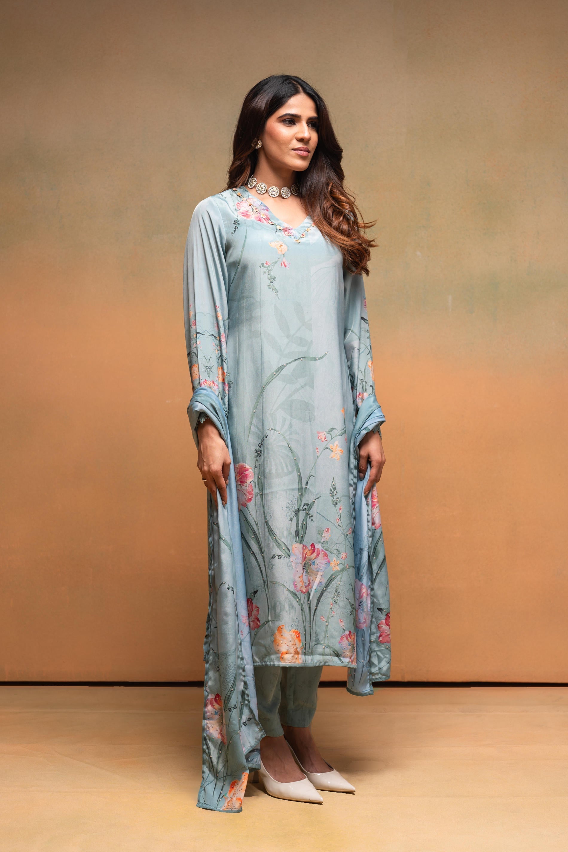 Juniper Mint Meadow Elegance Kurta Pant And Dupatta Set - Distacart