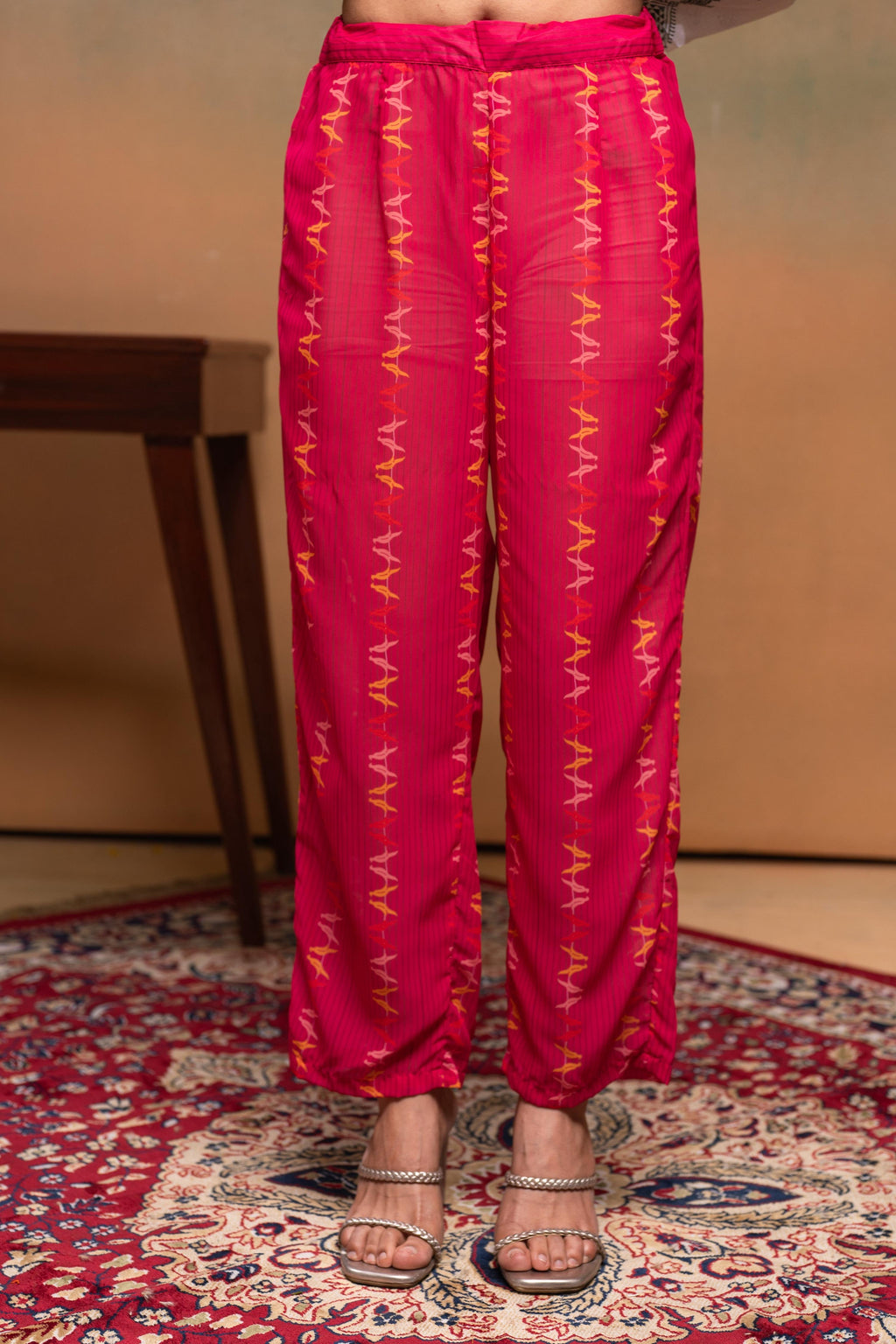 Juniper Ivory Man Made Fiber Ethnic A-Line Kurta With Pants & Dupatta Set With Mirror & Thread Work - Distacart