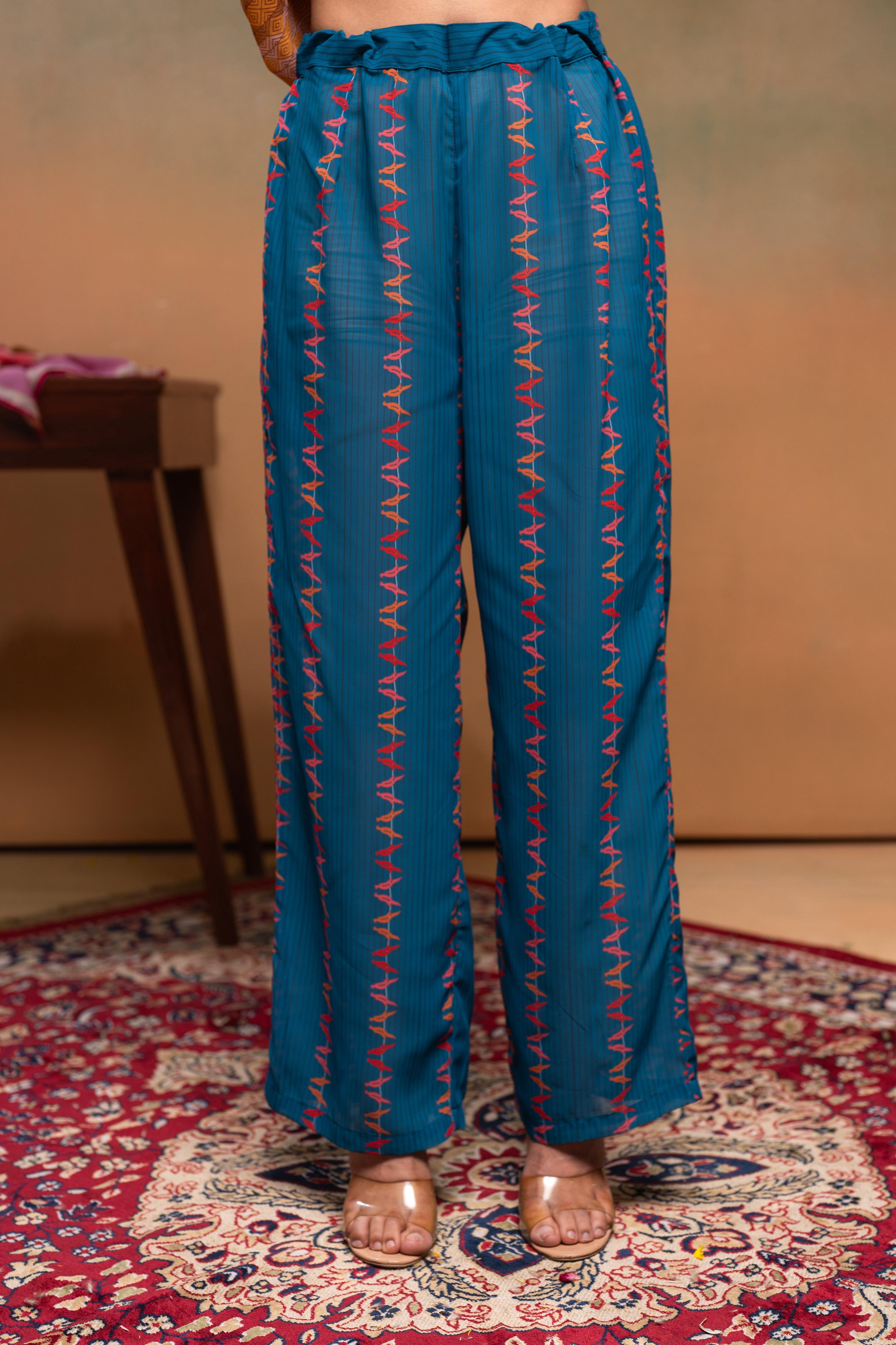 Juniper Mustard Man Made Fiber Ethnic Gathered Flared Kurta With Pants & Dupatta Set With Beads & Sequence Work - Distacart