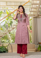 Juniper Ivory Floral Poly Kurta And Pants Set With Mirror, Thread Work And Tassels Detail - Distacart