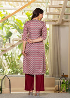 Juniper Ivory Floral Poly Kurta And Pants Set With Mirror, Thread Work And Tassels Detail - Distacart