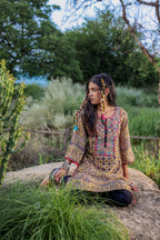 Juniper Polycotton Mustard Embroidered Kurta Pant Set With Mirror, Thread Work & Tassels - Distacart