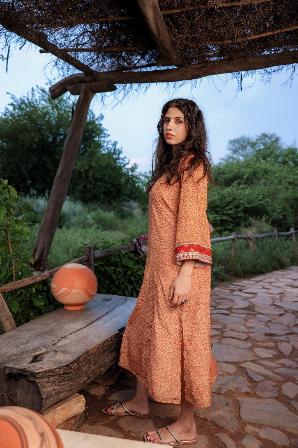 Juniper Mustard Embroidered A-Line Kurta With Mirror & Thread Work - Distacart