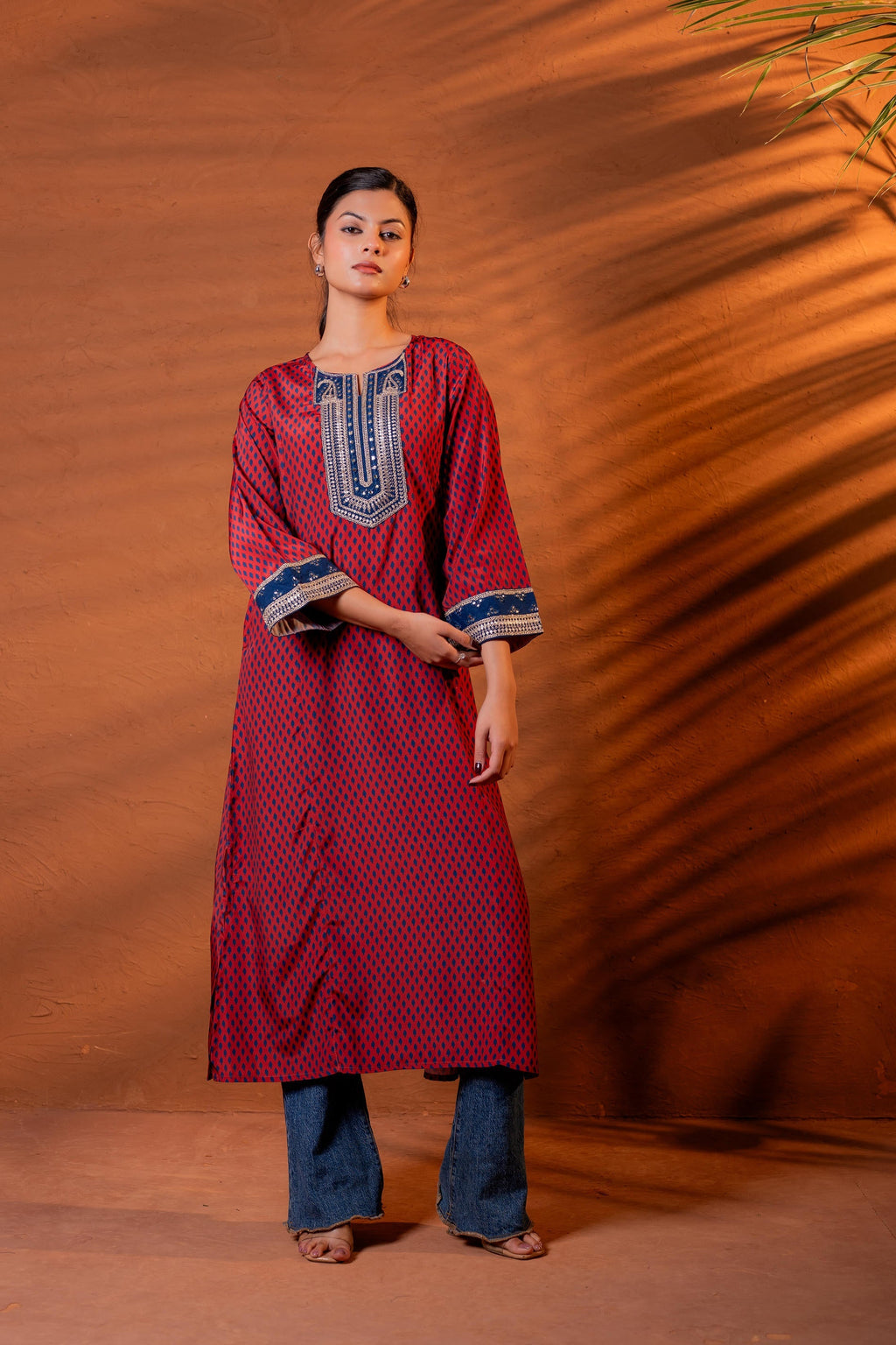 Juniper Noor Jaal Printed Long Kurta - Distacart