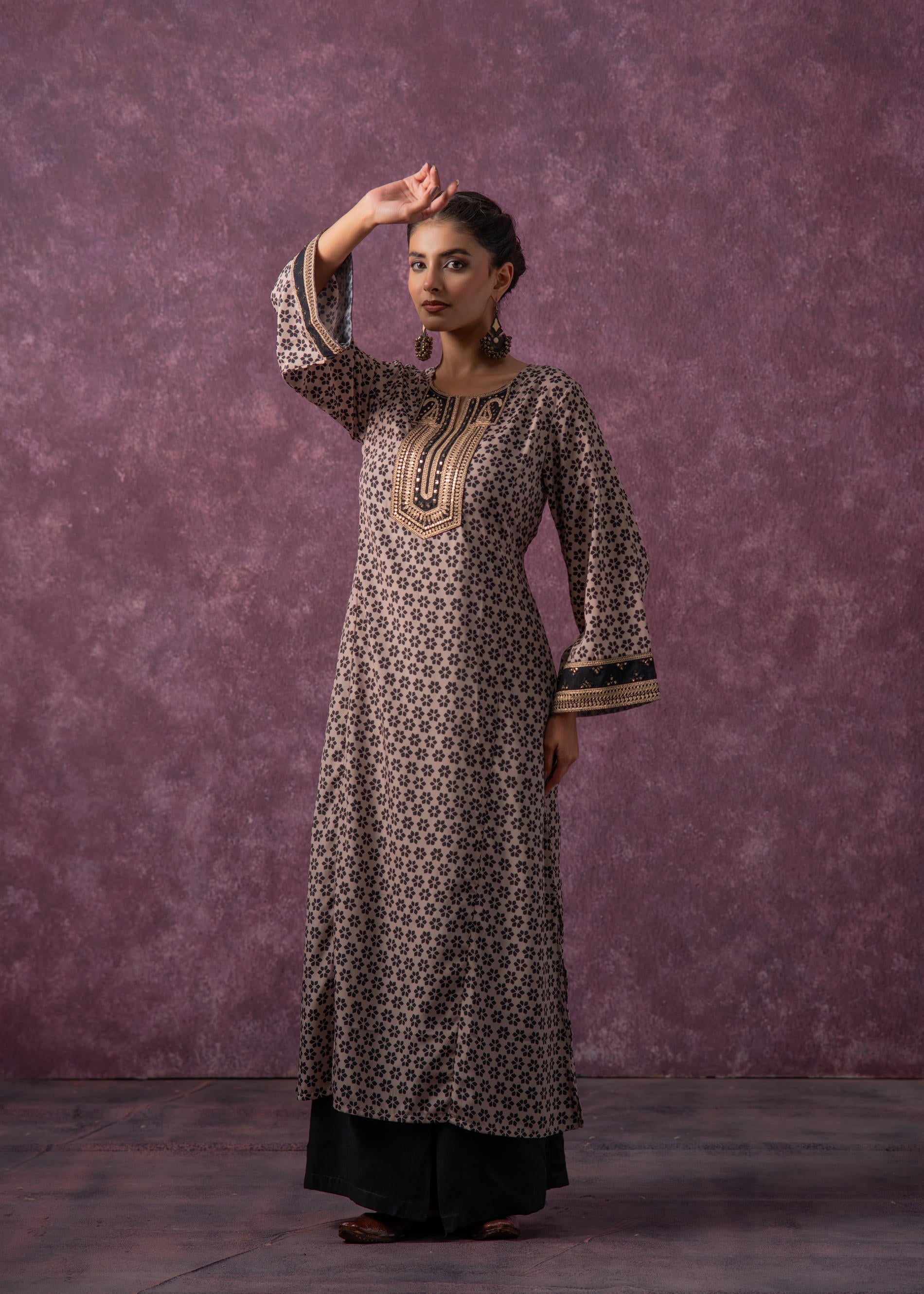 Juniper Noor Jaal Printed Long Kurta - Distacart
