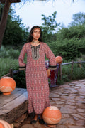 Juniper Black & Brown Ethnic Motif Embroidered Straight Kurta With Zari & Mirror Work - Distacart
